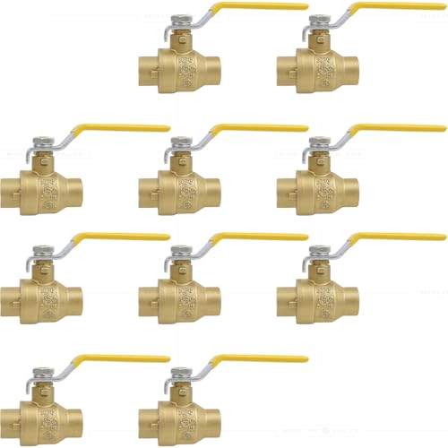Midline Valve 827C234-NL-10 Premium Full Port Ball Valve, Brass, 1/2 in. SWT x 1/2 in. SWT (10 Pack)