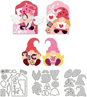 GLOBLELAND Valentine's Day Gnome Cutting Dies for Card Making Love Heart Die Cuts Carbon Steel Embossing Stencils Template for DIY Scrapbooking Album Craft Decor