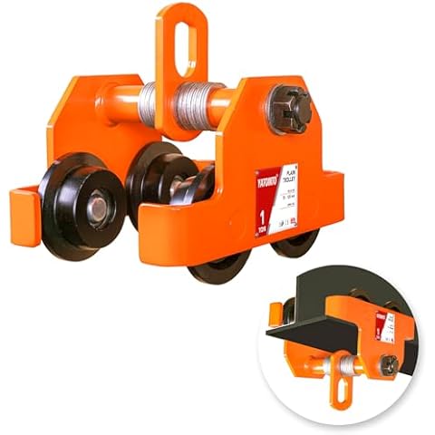 YATOINTO 1T/2200LBS Dual Wheels Beam Trolley, 3"-5" Adjustable I Beam Trolley, Push Manually Trolley Hoist with Dual Track Rollers, Push Track Roller Trolley for Lifting Cover