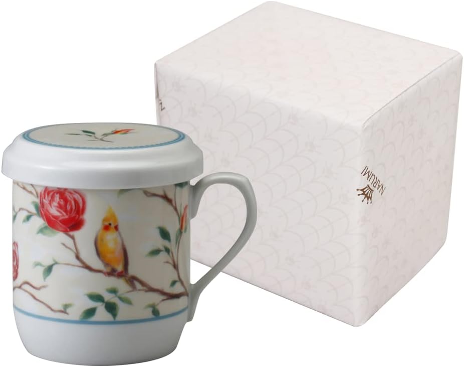 Narumi 40978-32930 Mug, 9.4 fl oz (290 cc), Fruit, Pear Pattern, Mug with Lid, Includes Tea Strainer, Mother's Day, Present, Microwave Heating, Made in Japan, Gift Box Included