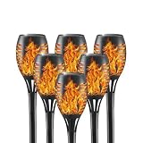 Quiltered Solar Lights Outdoor, Solar Torch Lights with Flickering Flame, 6Packs 12LED TorchLights Solar Lights Outdoor, IP65 Waterproof Solar Torch Light Auto On/Off for Garden,Patio, Yard, Pathway