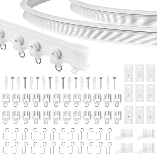 Rail de rideau de plafond flexible 3 m avec roues silencieuses, idéal pour fenêtre de douche, cloisons de camping-car, intimité et décoration de la maison