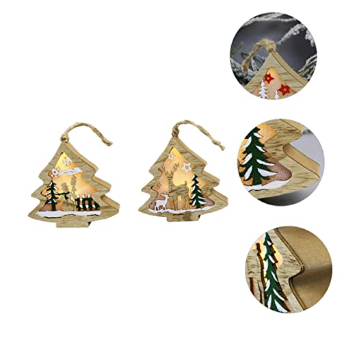 Togeval 4 Pcs Christmas Tree Night Light Xmas Tea Light Christmas Party Hanging Lantern Christmas Hanging Decoration Xmas Tree Pendant Xmas Light Hanging Xmas Tree Decor Wooden Pendant Elk #TOP7