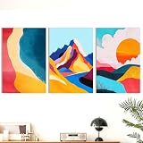 SKRYUIE 3 Piece Framed Canvas Wall Art Set Color, Hanging Wall Decor Modern Painting Landscape Print...