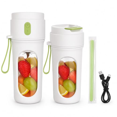Batidora Portátil 450 ml, Mini Licuadora USB-C 40 W con 12 Cuchillas de Acero Inoxidable, Tapa Hermética,Vaso para Batidos Smoothies y Zumos, Seguridad al Abrir, para Viaje Oficina Gimnasio