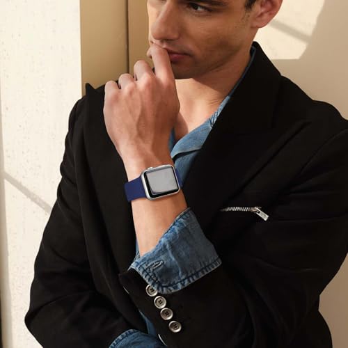 Gleetik Sport Watch Band Compatible with Apple Watch Bands Women Men 38mm 40mm 41mm 42mm 44mm 45mm 46mm 49mm ,Soft Silicone Soft Wristband Replacement Strap for iWatch Bands Series 11 10 9 8 7 6 5 4 3 2 1 SE Ultra Navy Blue by Gleetik - Used condition - Image 5