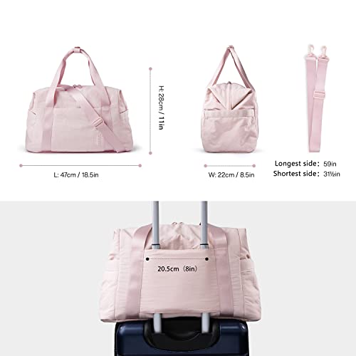 Weekender Bag, BAGSMART Travel Duffle Bag Carry On Bag Large Overnight Bag for Women, Pink