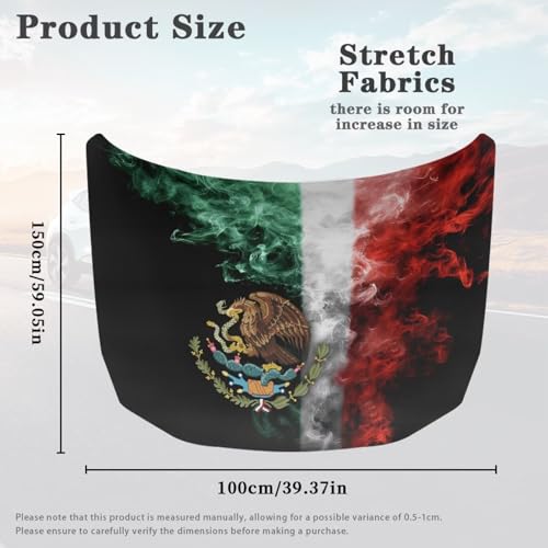 Image of Mexican Flag Car Hood Cover Protector Stretchable Car Hood Wrap Blankets Mexican Independence Day Decorations Automotive Exterior Accessories for Compact SUV Sedans Trucks Pickup