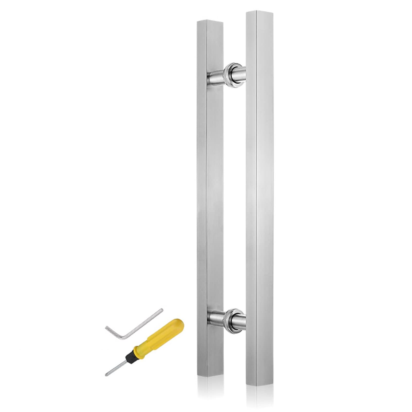 Wdsopk Silver Stainless Steel Door Pull Handle - 20" To 59" Entry Barn Door Handles For Wood, Glass & Sliding Doors - Durable Push/Pull Design With Installation Kit