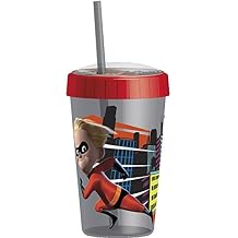 Zak Designs 16.5oz Incredibles 2 Tumbler With Embossed Lid And Durable Straw - Artwork In Domed Lid Makes Characters Pop Out; Splash-proof And Dishwasher Safe, Incredibles 2 Dash-Violet E