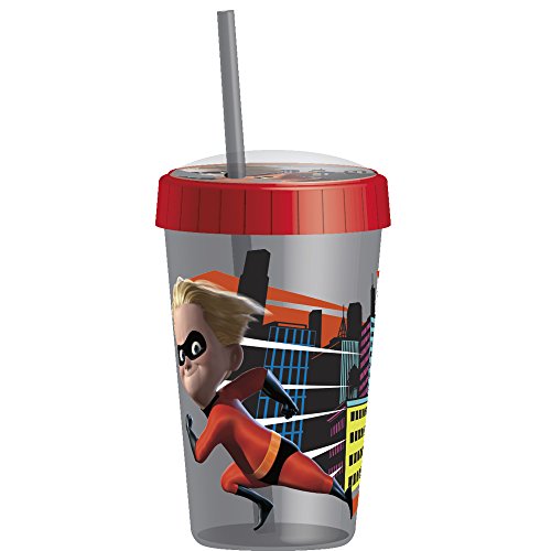 Zak Designs 16.5oz Incredibles 2 Tumbler With Embossed Lid And Durable Straw - Artwork In Domed Lid - //coolthings.us