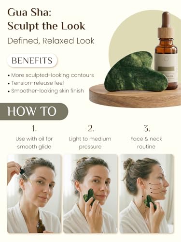 Rena Chris Gua Sha and Face Roller Set - 7 in 1 Face Skin Care Tools with Facial Cleansing Brush, 2 Silicone Scrubber Pads & Face Sponge, Travel Bag, Beauty Gift for Women - Thumbnail 7