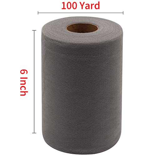 image for IONTACH Silver Tulle Fabric Rolls 6 Inch by 100 Yards (300 feet) Fabri