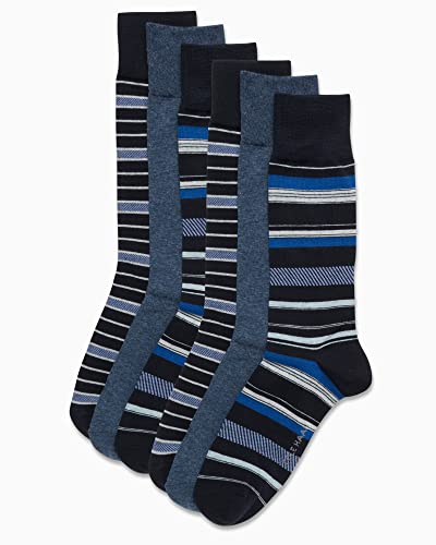 Cole Haan Men's Socks - 6 Pack Striped Crew, Size 7-12, Blue Stripe #TOP2