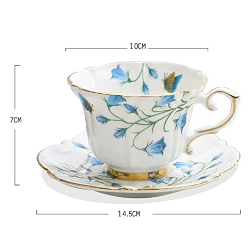 SGSG Bone China Taza de té de la Tarde Taza de café de cerámica Flor Elegante Taza de té Platillo Estante de Entrega (A… - Imagen 3