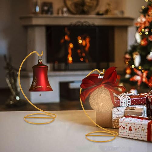 DELORIGIN 2 Stück Ornament Ausstellungsstandhalter Glaskugel Weihnachtskugel Halter Goldener Eisendraht Haken Zum Aufhängen Für Weihnachtskugel Laternen Aufhängen von Luftpflanzen Terrarium Ball Dekor