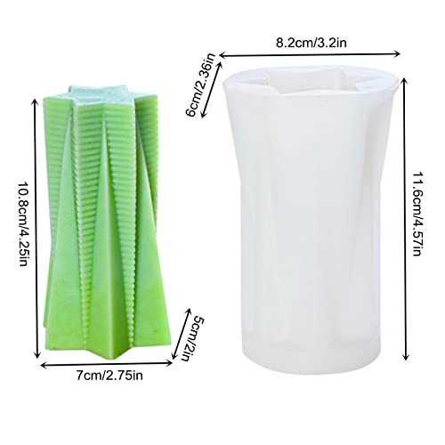 Hexagonal Star Pillar Candle Silicone Mold Vertical Stripe Cylindrical Plaster Epoxy Resin Clay Mold Fondant Chocolate Cake Candy Baking Mould #TOP1
