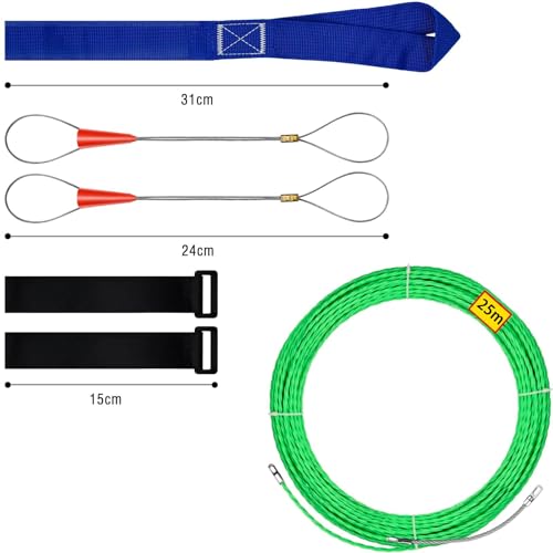 Image of 25M Professional Wire Puller for Electrician, Flexible Wire Lead Threading Device Tool, 25m Retractable Spiral Cable Puller with Green Fish Tape for Conduit Installation