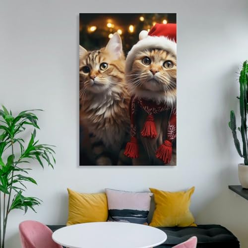 Toile murale chat de Noël cadeau idéal décoration esthétique - 6