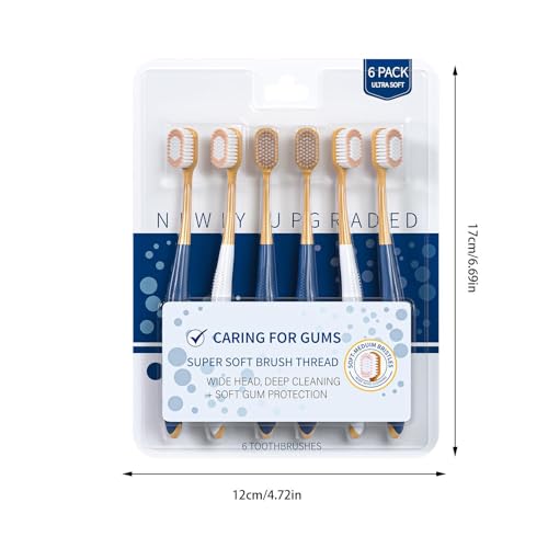 Weiche Zahnbürsten für Erwachsene, Set mit sechs ultraweichen Zahnbürsten, ultraweiche Zahnbürste mit breitem Kopf, weiche Zahnbürste für Erwachsene, eingezogenes Zahnfleisch u – Bild 7