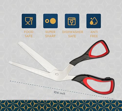Sharp Pizza Scissors Cutter. Food Grade and Dishwasher Safe Pizza Cutter for Perfect Slices. No More Topping Mess. 10.6 Inch Kitchen Scissors better than Pizza Roller