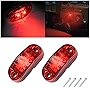 2PCS 2.5 Inch LED Side Marker Light, 2 LED Mini Oval Trailer Fender Clearance Courtesy Light, 12-24V Waterproof Indicators Tail Lights Surface Mount for Car Truck Boat Marine RV Camper (Red)