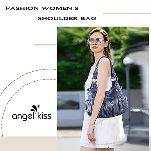 Image of Angel Kiss Large Purses and Handbags for Women Washed Faux Leather Crossbody Hobo Satchel Shoulder Handbag Tote Purse