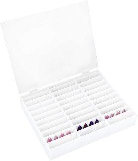 Nail Art Tips Display Box, Empty Nail Tips Storage Box Fake Nail Display Case Nail Tips Organizer Holder Nail Decoration Container(White)