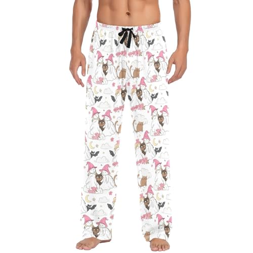 Spirits and Cats Men's Cotton Pajama Pants with Pockets and Drawstring Comfortable and Stylish,S2