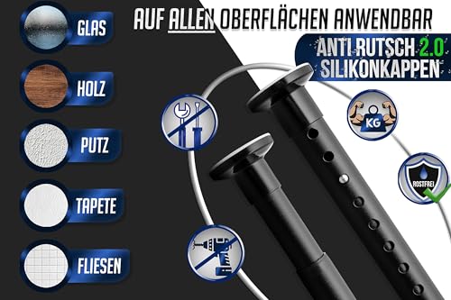 MEISENBERG Teleskopstange zum Klemmen 260-310cm, Matt Schwarz, Ø25mm – Ansicht 4