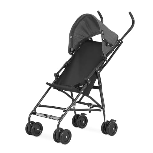 Dream On Me Aero Travel Umbrella Stroller, One-Hand Quick Fold, 3-Point Safety Harness, Dual Brakes, Adjustable Removable Canopy, Lightweight Compact & Space-Saving, for 6 to 36 Months – Black