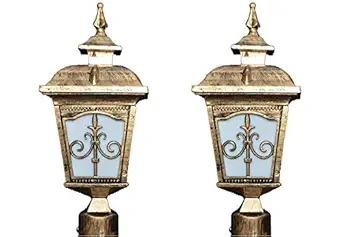 Gate Light Outdoor Lights for Poles and Pillars (Pack of 2)(Metal) (Bulbs not Included)