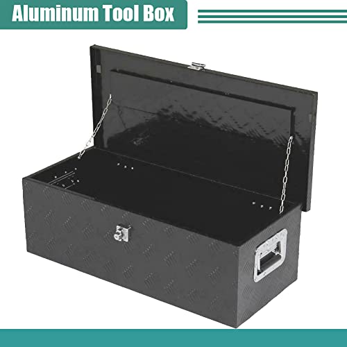 Moosun 20-Inch Heavy Duty Aluminum Diamond Plate Tool Box Chest Box Pick Up Truck Bed Rv Trailer Toolbox Storage Lockable Organizer With Side Handle And Lock Keys (Black) #TOP3
