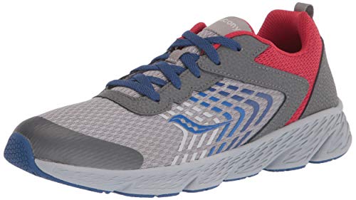 Saucony Wind Running Shoe, Grey/Blue/Red, 11.5 Wide Us Unisex Big_Kid #TOP21