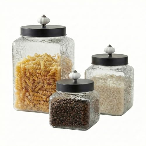 Style Setter Square Canister Set 3-Piece Glass Jars in 43,