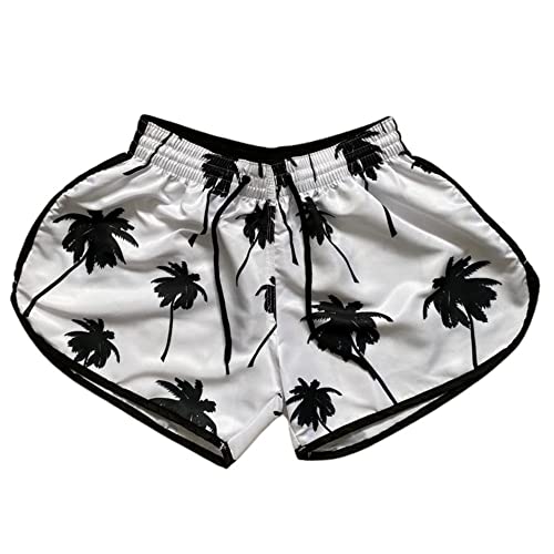 Kit Casal Short Bermuda Moda Verão Praia Tactel Branco Coqueiro Amor Namorados Casal (M(Masc) G(Fem)