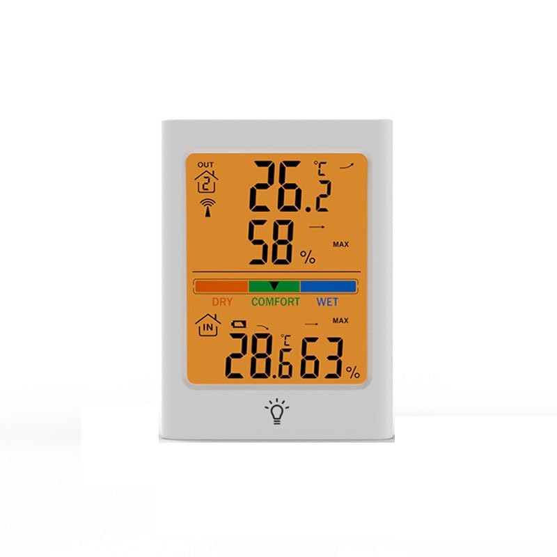 Indoor Outdoor Temperature Humidity Gauges with Backlit Large Screen Can Be Hung