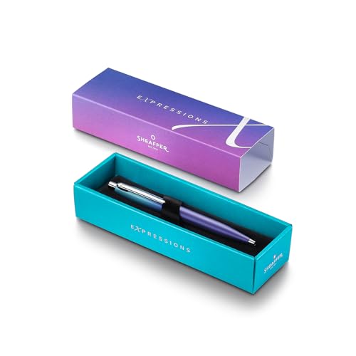 Image of Sheaffer Expressions VFM 9430 Blue and Purple Pearlised Gradient Ballpoint Pen with Chrome Plated Trims