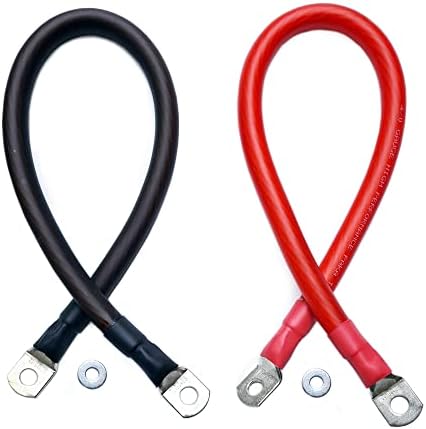 4/0 AWG Gauge Red + Black High Performance Battery Inverter Cables Solar, RV, Car, Boat, Bot Side 1/2 inch Lug (2 FEET) image 2