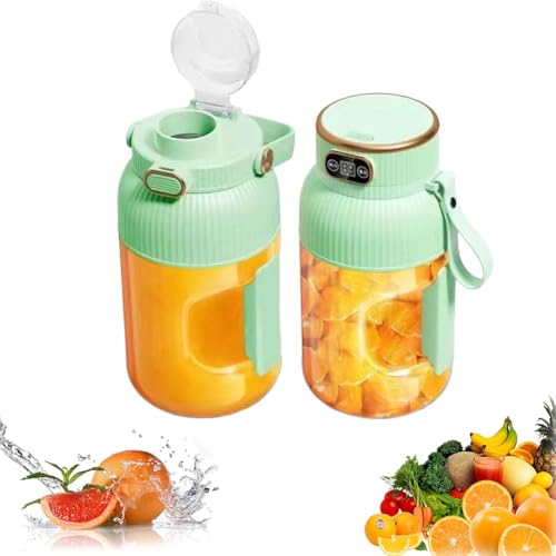 Exprimidor portátil multifuncional con pantalla digital, licuadora portátil, batidora de frutas, exprimidor eléctrico, recargable por USB tipo C, exprimidor eléctrico para el hogar, cocina, gimnasio,