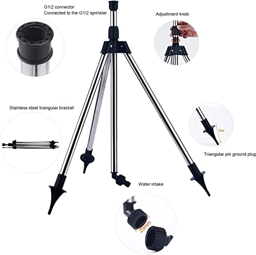 Rotating Tripod Sprinkler, Stainless Steel Rotary Irrigation Tripod Telescopic Support Sprinkler, Rotating Tripod Water Sprinkler, Telescoping Tripod Sprinkler (Plastic Nozzle A) #TOP3
