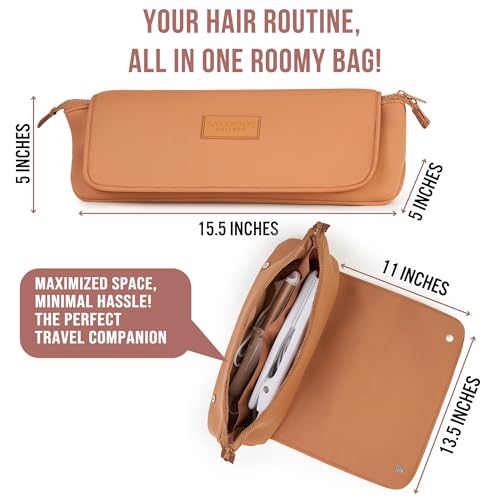 BAREFOOT CARIBOU Hair Tools Travel Bag and Heat Resistant Mat for Flat Irons, Straighteners, Curling Iron, and Haircare Accessories, 2-in-1 design, with Interior Pockets, Portable Organizer