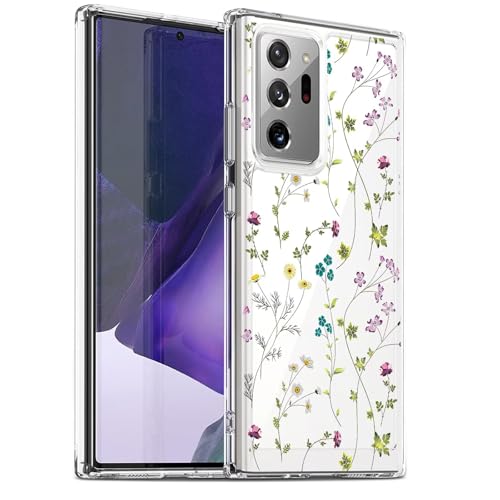 Pazpnoy Funda para Samsung Galaxy Note 20 Ultra,Transparente TPU Carcasa con Hermoso Flores Dibujos Diseño,Ultrafino Suave Silicona Mujer Protección Case Cover 4