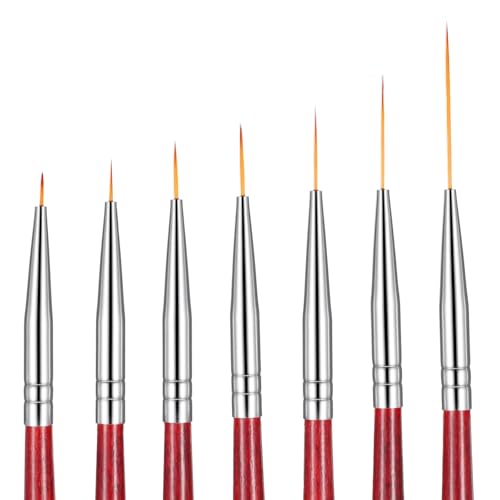 7 Pcs Rigger Artist Paint Brush, Highly Flexible Paint Brushes Extra Long Fine Point Tip Pinstriping Scroll Outlining Brush Fine Detail Paintbrushes for Watercolor Oil Gouache Pastry Cookie