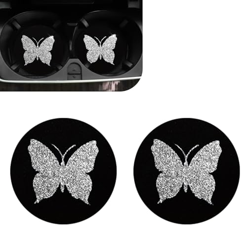 Set 2 posavasos mariposa para carro blanco y negro miniatura 1