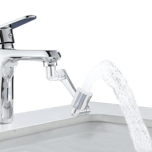 1080 Swivel Faucet Extender 2 Sprayer Modes Universal 360 Swivel Multifunctional Aerator Sink Water Faucet Extension Filter Kitchen Bathroom Robotic Arm in Brass.