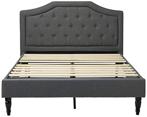 Christopher Knight Home Veromca Theresa Contemporary Fabric Upholstered Queen Sized Bed Set, Charcoal Gray, Dark Brown #TOP1