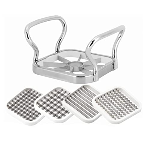 5 in 1 Veggie Chopper Stainless Steel Potatoes Cutter Vegetable Chipper Chopper Fruit Slicer Kitchen Gadgets Potato Chipper, Vegetable Cutter, French Fries Cutter, Onion Cutter, chip Cutter
