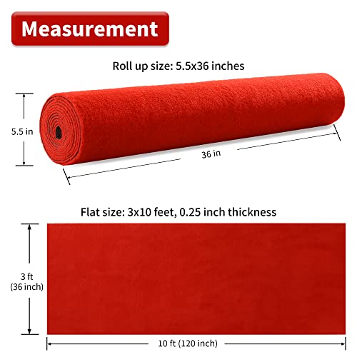 HOMBYS 450 GSM Extra Thick 3x10 ft Red Carpet Runner for Partys & Events, Heavy-Duty Felt Aisle Runway Rug for Steps, Prom Proposal & Wedding Ceremony Decorations, Hollywood Oscars for VIP Awards by HOMBYS - Image 2