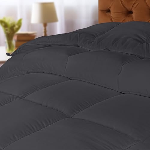 Utopia Bedding Duvet 200 x 220 cm, 370 GSM Warm Duvet, White Blanket with Corner Tabs (Grey)